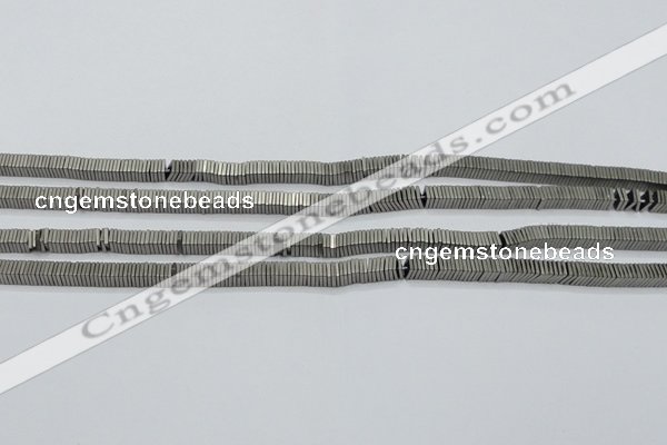 CHE625 15.5 inches 1*3*3mm square matte plated hematite beads