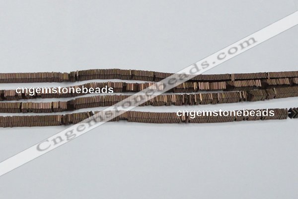 CHE634 15.5 inches 1*4*4mm square matte plated hematite beads