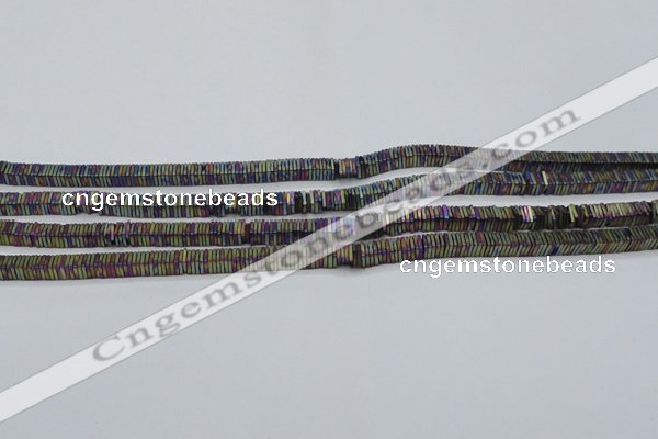 CHE637 15.5 inches 1*4*4mm square matte plated hematite beads