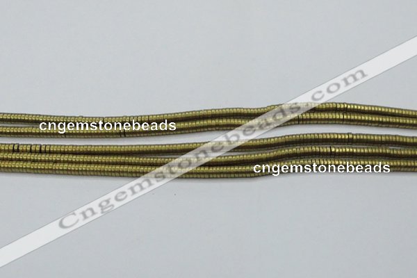 CHE671 15.5 inches 1*2mm tyre matte plated hematite beads