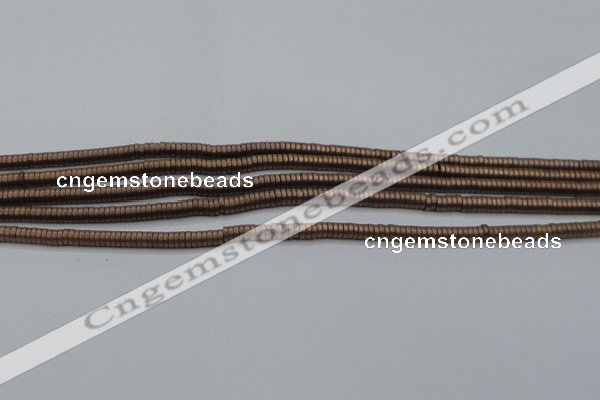 CHE672 15.5 inches 1*2mm tyre matte plated hematite beads