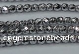 CHE690 15.5 inches 2mm faceted round plated hematite beads