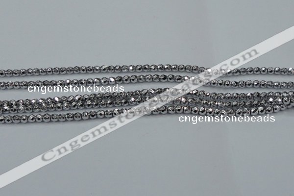 CHE690 15.5 inches 2mm faceted round plated hematite beads