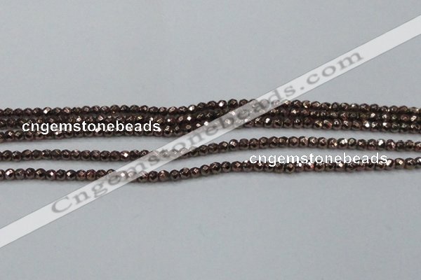 CHE691 15.5 inches 2mm faceted round plated hematite beads