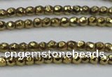 CHE692 15.5 inches 2mm faceted round plated hematite beads