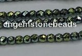 CHE693 15.5 inches 2mm faceted round plated hematite beads