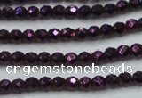 CHE694 15.5 inches 2mm faceted round plated hematite beads