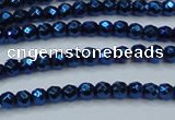 CHE695 15.5 inches 2mm faceted round plated hematite beads