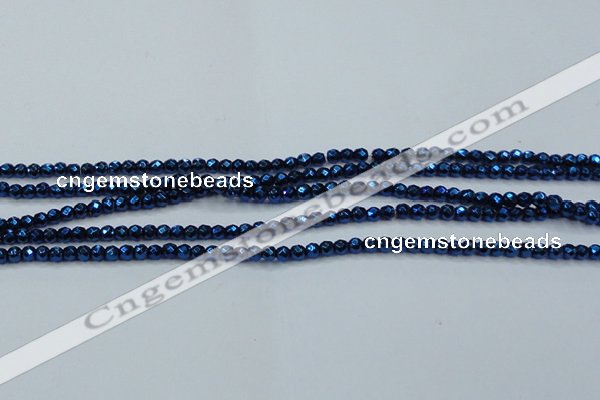 CHE695 15.5 inches 2mm faceted round plated hematite beads