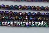 CHE696 15.5 inches 2mm faceted round plated hematite beads