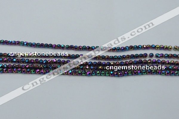 CHE696 15.5 inches 2mm faceted round plated hematite beads