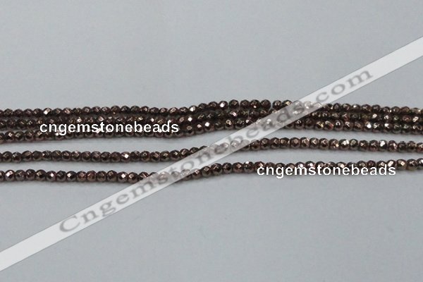 CHE701 15.5 inches 3mm faceted round plated hematite beads