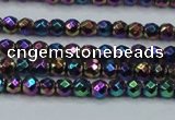 CHE706 15.5 inches 3mm faceted round plated hematite beads