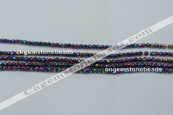 CHE706 15.5 inches 3mm faceted round plated hematite beads