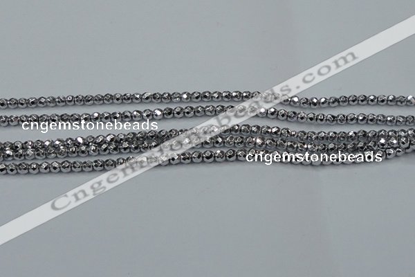 CHE710 15.5 inches 4mm faceted round plated hematite beads