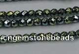 CHE713 15.5 inches 4mm faceted round plated hematite beads