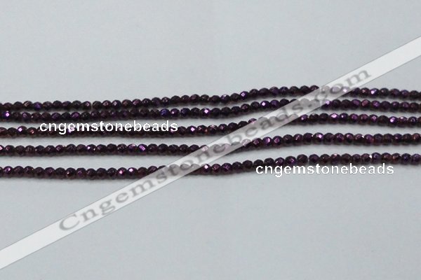 CHE714 15.5 inches 4mm faceted round plated hematite beads