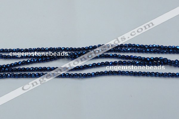 CHE715 15.5 inches 4mm faceted round plated hematite beads