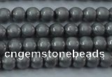 CHE720 15.5 inches 4mm round matte plated hematite beads wholesale