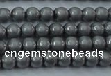 CHE720 15.5 inches 4mm round matte plated hematite beads wholesale