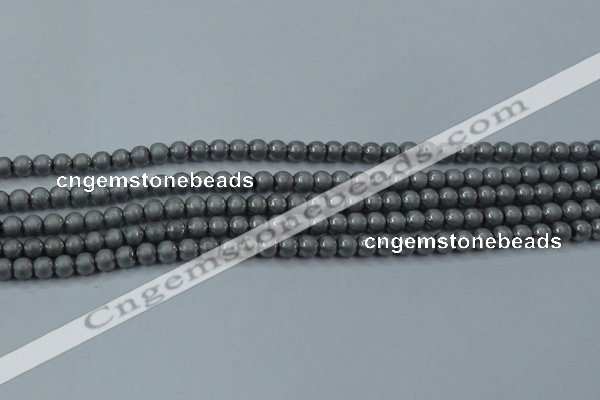 CHE720 15.5 inches 4mm round matte plated hematite beads wholesale