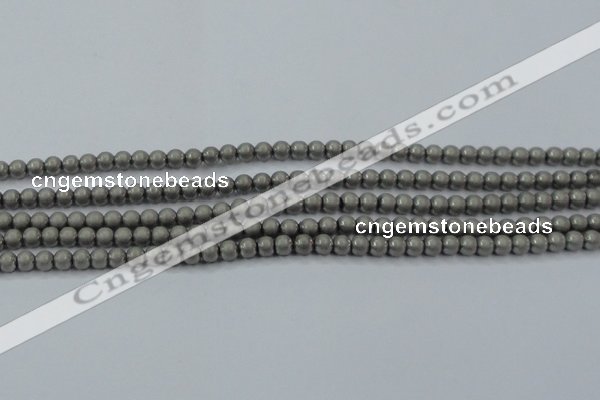 CHE721 15.5 inches 4mm round matte plated hematite beads wholesale