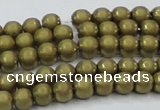 CHE722 15.5 inches 4mm round matte plated hematite beads wholesale