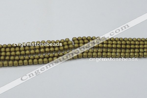 CHE722 15.5 inches 4mm round matte plated hematite beads wholesale