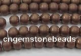 CHE723 15.5 inches 4mm round matte plated hematite beads wholesale