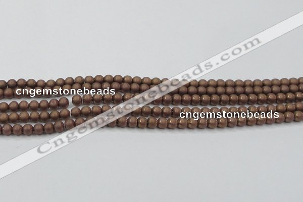 CHE723 15.5 inches 4mm round matte plated hematite beads wholesale