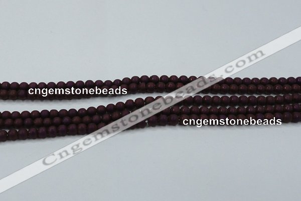 CHE724 15.5 inches 4mm round matte plated hematite beads wholesale