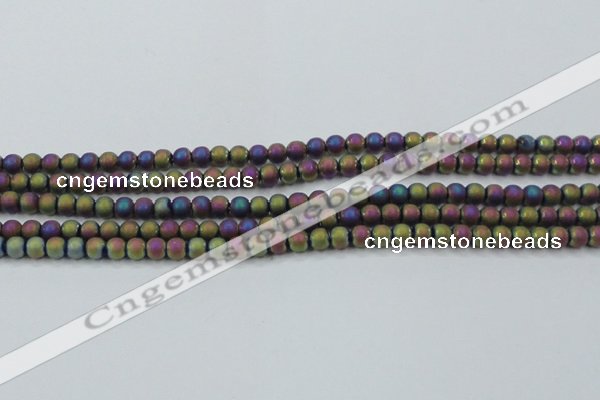 CHE725 15.5 inches 4mm round matte plated hematite beads wholesale