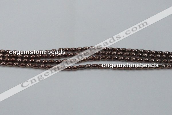 CHE741 15.5 inches 3*5mm rice plated hematite beads wholesale