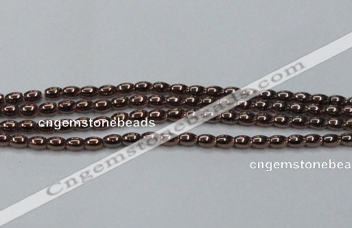 CHE742 15.5 inches 4*6mm rice plated hematite beads wholesale