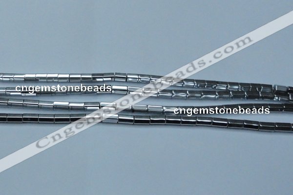 CHE751 15.5 inches 5*8mm faceted tube plated hematite beads