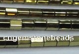 CHE752 15.5 inches 5*8mm faceted tube plated hematite beads