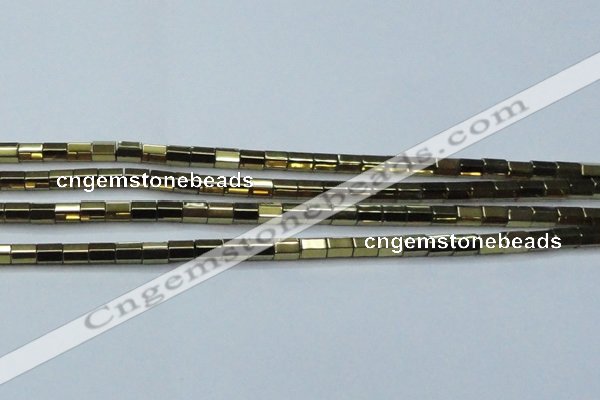 CHE752 15.5 inches 5*8mm faceted tube plated hematite beads