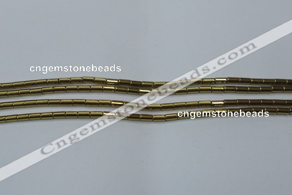 CHE761 15.5 inches 2*4mm tube plated hematite beads wholesale