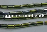 CHE762 15.5 inches 2*4mm tube plated hematite beads wholesale