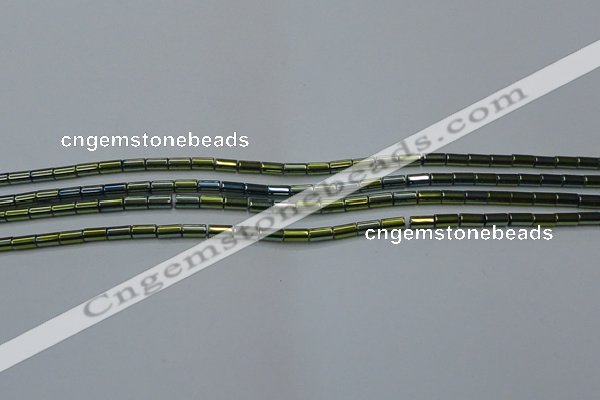 CHE762 15.5 inches 2*4mm tube plated hematite beads wholesale