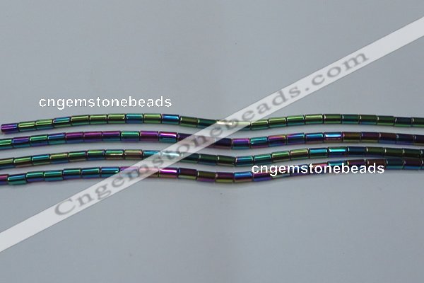 CHE764 15.5 inches 2*4mm tube plated hematite beads wholesale