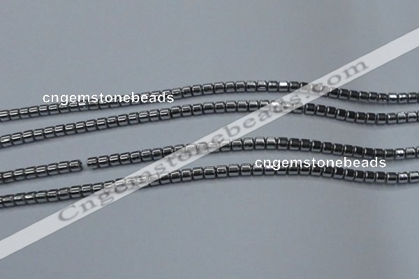 CHE774 15.5 inches 2*2mm drum plated hematite beads wholesale