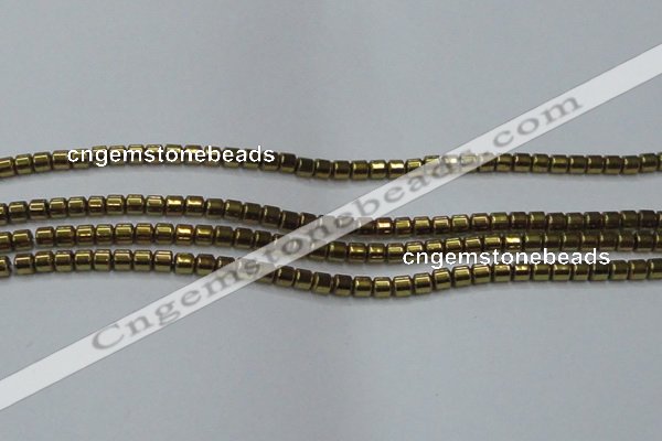 CHE776 15.5 inches 2*2mm drum plated hematite beads wholesale
