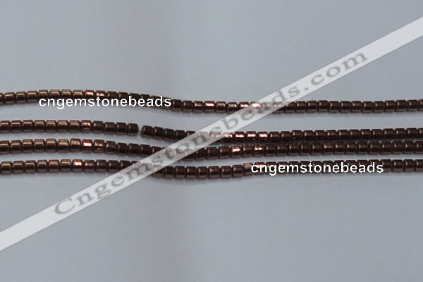 CHE777 15.5 inches 2*2mm drum plated hematite beads wholesale