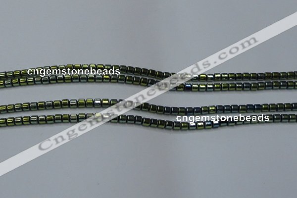 CHE779 15.5 inches 2*2mm drum plated hematite beads wholesale