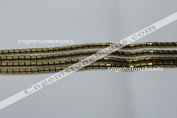 CHE787 15.5 inches 4*4.5mm drum plated hematite beads wholesale