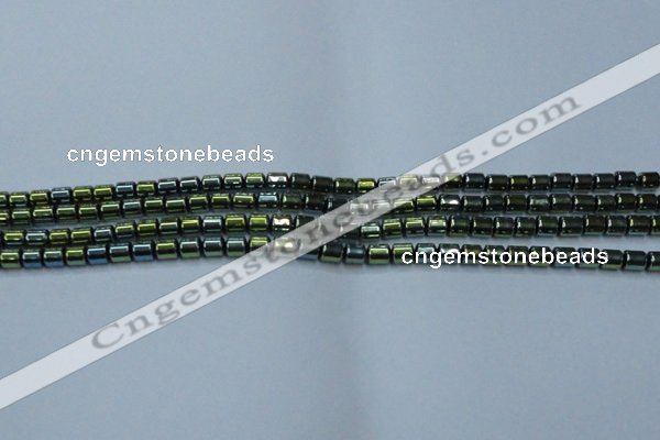 CHE789 15.5 inches 4*4.5mm drum plated hematite beads wholesale