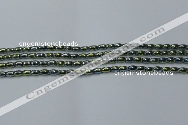 CHE798 15.5 inches 3*5mm rice plated hematite beads wholesale