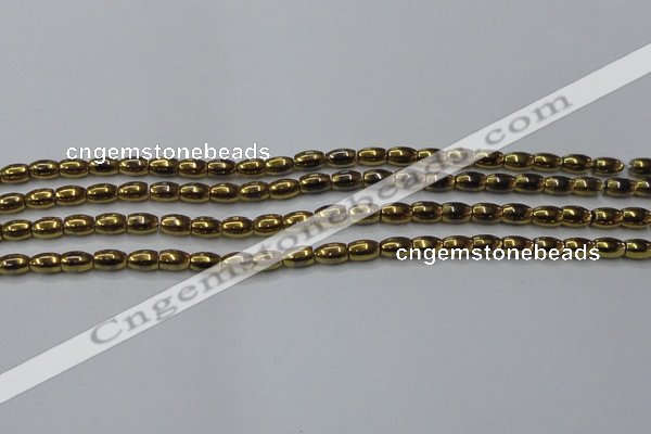 CHE803 15.5 inches 4*6mm rice plated hematite beads wholesale