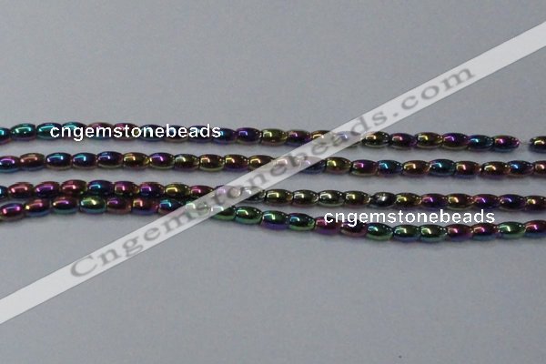 CHE804 15.5 inches 4*6mm rice plated hematite beads wholesale